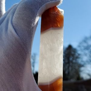 Sardonyx Point Crystal Gemstone Two Tone Colors with Large Beautiful Banding